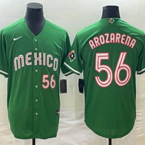 Shirts Mens Mexico Baseball 56 Randy Arozarena Number 223 Green World